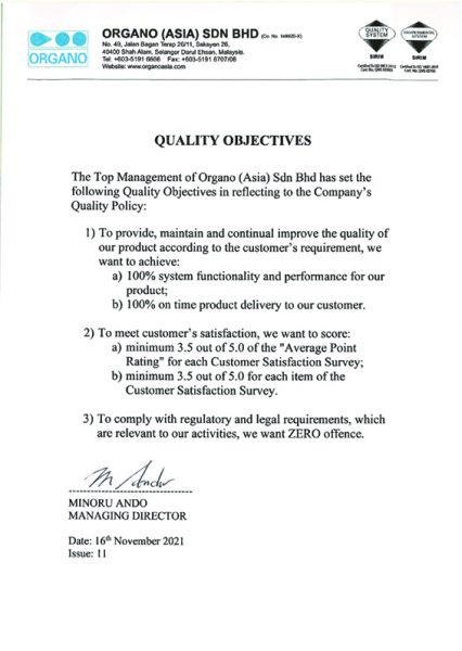 Quality Objectives